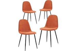 BRIGROS LA VOGLIA DI FARE WeHome - Set da 4 sedie in tessuto Bella, gambe in metallo e seduta in tessuto, adatte per casa, sala da cucina, salotto, sale da attesa, uffici, bar (Arancione, Metallo - Tessuto)