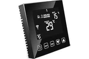 KETOTEK Inteligentny Termostat WiFi na Elektryczne Ogrzewanie Podłogowe 16A Alexa Google Assistant zgodny, Termostat Pokojowy Elektryczne z Sondą Czarny Tuya Smart Life App Kontrola 220V 230V