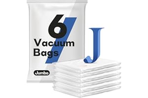 VACBIRD Sacchetti sottovuoto vestiti e copriletti, 6 pezzi Jumbo (100 x 80 cm), sacchi sottovuoto piumoni per biancheria da letto,cuscini,trasloco(pompa non inclusa)