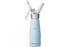 HENDI Siphon à chantilly, avec 3 douilles en polypropylène et brosse de nettoyage, siphon de cuisine, siphon à crèmes mousses desserts et sauces froides, 0,5L, ø80x(H)260mm, aluminium, bleu pastel