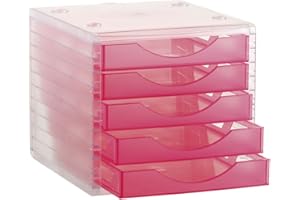 ARCHIVO 2000 Fichero cajones de sobremesa q-connect 260x270x340 mm apilables 5 cajones rosa translucido