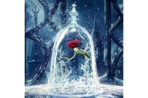 MXJSUA DIY 5D Diamond Painting Kits Full Drill Round Diamond Painting Arts Kits for Adults Gem Arts Painting Crystal Rhinestone Pictures Arts Craft for Home Decor Gift Rose under Glass Cover 30x30cm