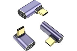 Yisica 3 Pack USB C 90 Degree Adapter, Right Angle&Middle Angle and Side Angle 90 Degree Right Angle Type C Male to Female Adapter Support 240W Power Delivery, for Laptop, Tablet and Phones