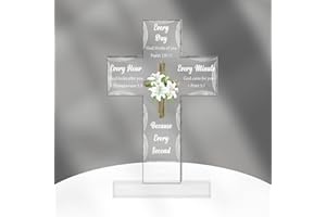BLUCKINCLE Christian Gifts for Women Jesus Gifts Valentines Gifts Easter Gifts Acrylic Cross Decoration Baby Shower Gifts Bible Verse Religious Gifts for Women Confirmation Gifts for Girls Bible Gifts for Women