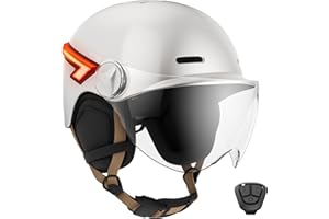 CASR Glow - Casco LED para Bicicleta y Patinete - Visera XL y Orejeras extraíbles, Intermitentes Traseros y Mando a Distancia - Diseño Urbano Elegante para Hombre y Mujer