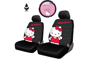 Yupbizauto 4 Pieces Hello Kitty Car Accessories Seat Cover with Steering Wheel Cover and Air Freshener
