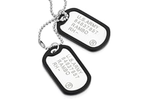 COOLSTEELANDBEYOND Classique Deux Pièces Militaire Armée Dogtag avec Silicone - Pendentif Collier Homme - avec 70CM Chaîne de Boule