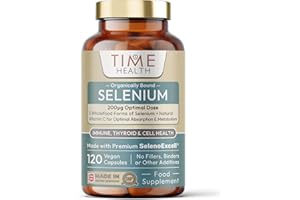TIME HEALTH Selenium 200mcg - Maximum Absorption Organically Bound & Food-Form Tri-Selenium Complex - Clinically Studied - Immune, Cell & Thyroid Function - UK Made - GMP - No Additives