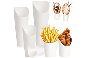 COZTIE Bubble Waffeleisen Tüten, 60 Stück Kraftpapierbecher Pommes Tüten 12OZ Pommesbecher, Pommestüte, Snacktüten, Pappbecher mit Schrägem Mund für Alle Arten Von Partys (Weiß)