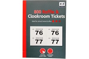 Design Group Cloakroom and Raffle Ticket Book - Numbered 1-800 - and Security Coded