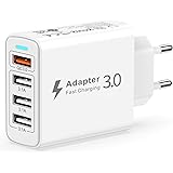 Caricatore USB Multiplo 4 Porte, Presa USB Multipla 33W con Quick Charge 3.0, Alimentatore USB Multiplo Caricabatteria USB Mu