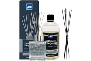 DC CASA DEA SET FRAGRANZA AUDACE : DIFFUSORE DI FRAGRANZA CON BASTONCINI 200 ML + RICARICA 500 ML + RICAMBIO 10 BASTONCINI NERI