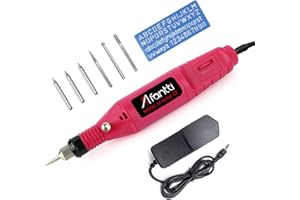 AFANTTI Bolígrafo Grabador Eléctrico con Cable Herramienta de Grabado Pluma Bricolaje con | Plantilla y Punta de Carburo de Tungsteno | para Metal Vidrio Cristal Cuero Madera Plástico