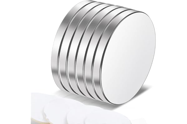 MIN CI 6 Pièces Aimants Rond, 20 x 2mm Aimant Neodyme Super Puissant Magnets Autocollant Aimant Frigo pour Tableau Blanc Bureaux Cuisine