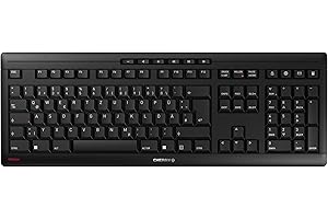 ‎CHERRY CHERRY STREAM KEYBOARD WIRELESS, Kabellose Tastatur, Deutsches Layout (QWERTZ), 2,4 GHz Funk, Leise Tasten, Flaches Design, Batteriebetrieben, Schwarz