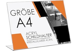 Studiocen Eleganter Aufsteller A4 - Acryl Tischaufsteller A4 Für Büro, Rezeption, Hochzeit - Hochwertiger Steller Für Einzigartige Veranstaltung 21,7 x 30 cm