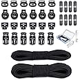 34 Pcs Cord Locks End Spring Toggle Stopper Zipper Pull Ends Fastener Buttons with 18 Yard Elastic Bungee Cord Stretch String for Drawstring, Shoelaces, Pants, Backpack, Bags, Luggage, DIY Crafting