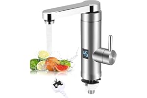 NASTOPEE Instant Hot Water Tap, Electric Tap UK Plug, 220V 3000W Electric Hot and Cold Mixer Water Faucet with LED Digital Display for Kitchen Bathroom