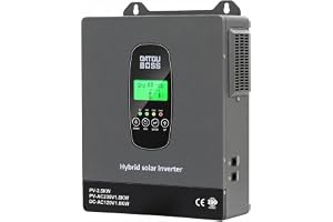 DATOUBOSS 1800 W Hybrid Solar Wechselrichter 12 V, MPPT Regler, 2 500 W PV Eingang, Reiner Sinus 12 V DC Auf 230V AC, batterieloser Betrieb, BMS-Schutz, för blå säure och litium, Off-Grid Anlage