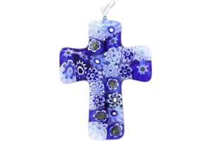 GLASS OF VENICE GlassOfVenice Murano Glass Blue Millefiori Cross Pendant