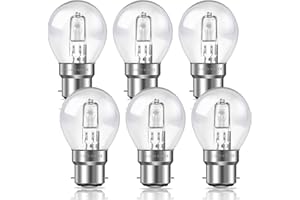 Liuyife BC B22 G45 Golf Ball Bulb 42W, Dimmable, Warm White 2700K 613LM, B22 Bayonet Cap Mini Globe Bulb AC 230V, G45 Classic Clear Round Light Bulb for Chandelier, Table Lamp, Pack of 6