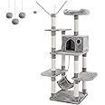 FEANDREA Cat Tree, Cat Condo with Hammock, Perch, Cat Tower, Light Grey PCT86W