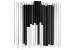 LAVISH Black PLA Straws 100-Pack | 6mm Wide, 20cm Long | Biodegradable & Compostable | Individually Wrapped | BPA-Free Food-Grade | For Smoothies, Milkshakes, Bubble Tea, Juice & Parties
