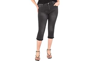 Lusty Chic Mujer de Talla Grande Bermudas Vaqueras - Cintura Alta, Estilo Crop, Elegantes y Confortables