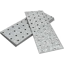 6 Stuks Zwarte Geperforeerde Connectoren – Platte Houten Verbindingsplaat Van Koolstofstaal, 125x48 Mm, Met Schroeven