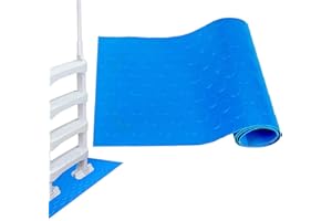 PW TOOLS Schwimmbadleiter Matte, Schwimmleitermatte, Pool Leiter Matte mit Rutschfester Textur, Blaue Pool Stufenmatte, für Schwimmbadfolie und Treppenschutz, Poolzubehör