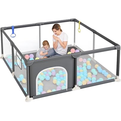 Box Per Bambini Con Tappetino - Recinto Sicurezza 130x130x66 Cm, Grigio, Per Interni/Esterni, Con Ventose E Cerniera