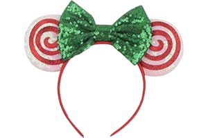 ANSAMY Serre Tête Minnie Mickey Mouse avec Oreilles Anniversaire Bandeaux Déguisement Enfant Cospaly Accessoire Dessin Animé pour Fille Décoration Fête Baby Shower