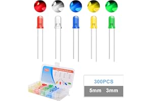 REAQUE 300 Stück LED Leuchtdioden 3mm/5mm LED Dioden Sortiment Kit Rundkopf 2 Pin Diffuse LED Leuchtdioden Elektronikkomponenten mit 5 Farben
