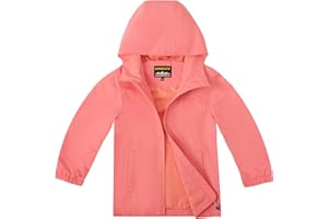 SMONTY Veste Imperméable pour Enfant Résistant au Vent Softshell à Capuche Veste Extérieure Respirante pour La Randonnée, Le Vélo et La Course à Pied
