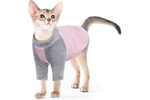 PUMYPOREITY Vêtements pour Chat Sphynx, Pull pour Chat sans Poils Manteau Polaire Chat Veste Gilet pour Sphynx/Cornish Rex/Devon Rex/Peterbald(Rose, M)