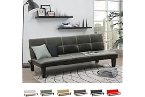 Produce Shop Divano letto pronto letto 3 posti in similpelle economico Topazio - Nero