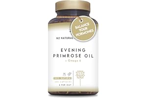 Evening Primrose Oil Capsules 2000 mg, GLA Omega 6 200mg + Vitamin E. 200 High Strength Softgels, Easy Swallow, Cold Pressed. Menopause, Skin and Nails Care. Made in EU. N2 Natural Nutrition