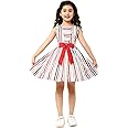 A.T.U.N. (ALL THINGS UBER NICE) Girls Striped Knee Length Fit and Flare Dress | Sleeveless Party and Special Occasion Dress for Kids