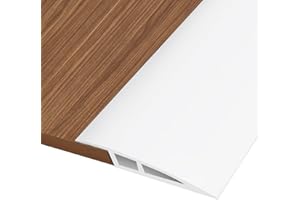 HENGRONGSHEN 1M * 7CM Perfil de Transición para Suelo, Perfil PVC Perfil Transición Suelo Desnivel Autoadhesivo para Diferencia de Altura de 15-20 mm, Tapajuntas Suelo Perfil de Unión para Suelos (Blanco)