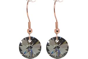 pewterhooter Sparkling Rose Gold Tone Earrings for Women. Gift box.