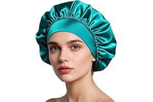 iLamvie Cuffia Seta Capelli Ricci,Silk Bonnet,Berretto Da Notte Raso Elastico Per Dormire Cappello Da Notte Per Donna Berretto Da Notte Raso Per Donna Ragazza(Blu Kong)