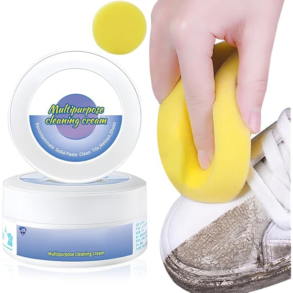 Crème Nettoyante Chaussures Blanches EnixwH - Kit 2 Pots Avec éponge, élimine Taches Boue, Herbe, Huile - Pour Cuir, Toile, Daim