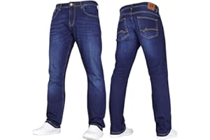 Crosshatch Mens Stretch Straight Leg Classic Regular Fit Basic Denim Jeans, 5 Pocket, Zipper, Solid, 30, 32 or 34 inches
