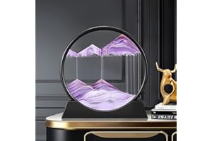 Pintura De Arena Móvil Kamanan Pintura De Arena Móvil Dinámica 3d Pintura De Arena Móvil Circular De Doble Cara Escena De Arena Móvil Giratoria Decoración De Mesa 7 Pulgadas Marco Negro (Arena Morado)