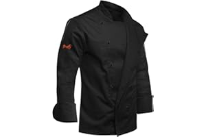 strongAnt - Chaqueta de cocinero para hombre easyClean, incluye botones de bola. Chaqueta de panadero de manga corta/manga larga, fácil de planchar, estilo slim fit