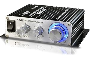 LEPY Mini Amplifier, Mochatopia Home Audio Stereo Hi-Fi Power Amplifier, 2 Chanel Digital Class D Powerful Bass Music Streaming Amp for Speaker PC TV Cell Phone Car Vehicle [UK Power Adapter]