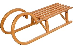 COLINT VT-Sport Holzschlitten 100 cm Hörnerrodel Rodel Faltbarer Klappbarer Kinderschlitten Premium Holz-Schlitten aus Buchenholz Klappschlitten