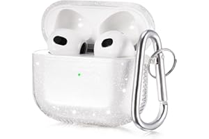 VISOOM Airpods 3 Hülle, Transparent Weiche TPU-Schutzhülle Kompatibel mit AirPods 3rd Generation Wireless Charging Case mit Schlüsselbund (Glitter Klar)