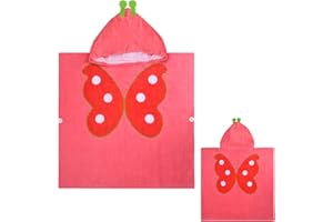 COZLLY Butterfly Kids Hooded Poncho Towel - Soft Cotton, Absorbent, Toddler Beach & Pool Swim Towel - Boys & Girls 2-6 Years Old