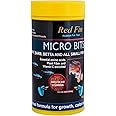 JSquare Red Fin Micro Bits Fish Food for Aquarium| 0.5mm - Slow Sinking Crumbles|Enhances Natural Color & Immunity for tetras, Guppies, barbs, bettas & Tropical Fishes | 100g, all life stages